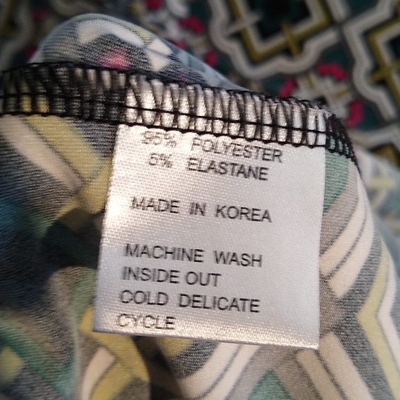 Tracy Negoshian small print Dress Green Black White pink abstract - Picture 9 of 10